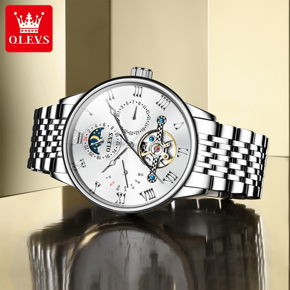 OLEVS 7009, деловые скелетониз – обзор и цена Leather Watch Band Men