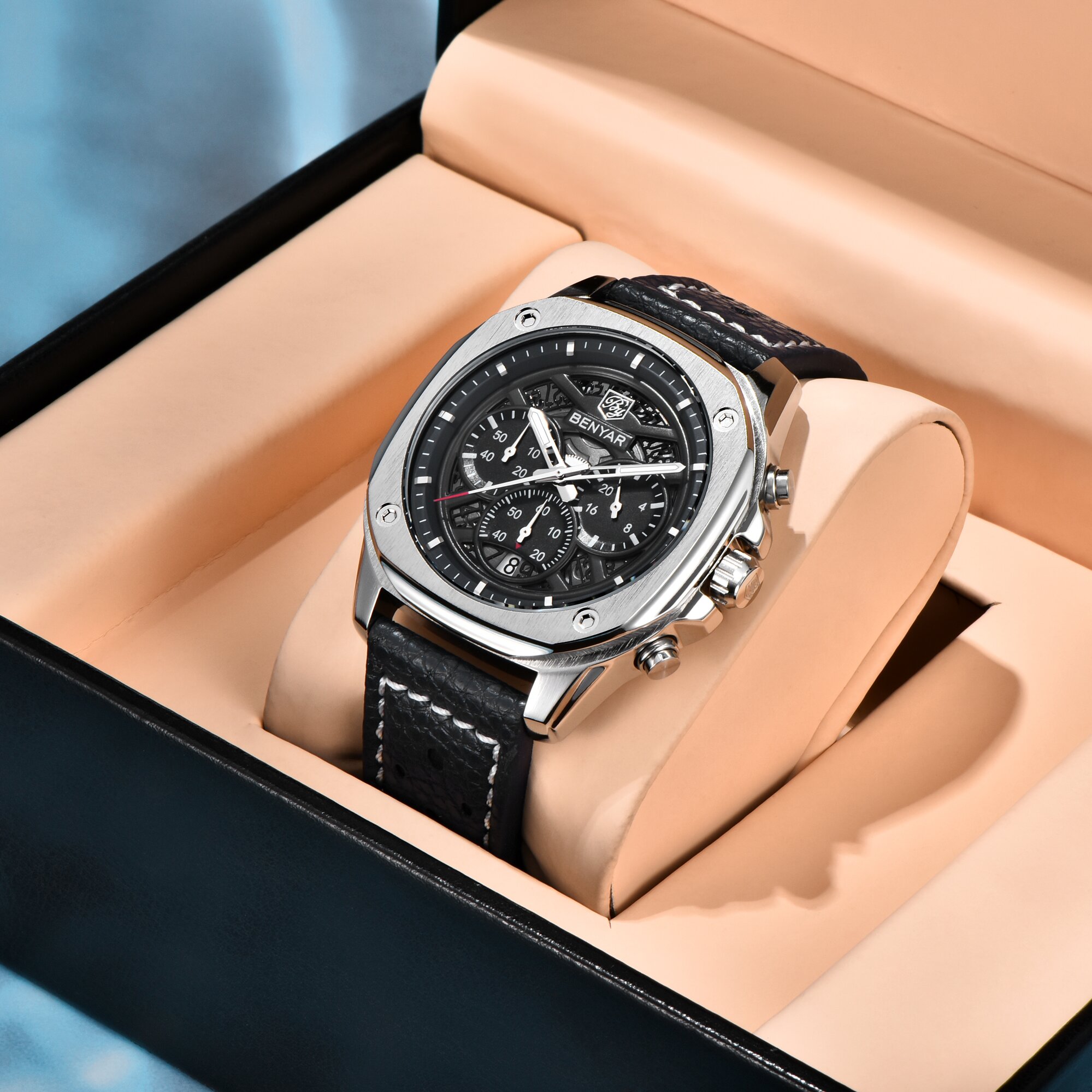Мужские спортивные кварцевые ч – обзор и цена Leather Watch Band Men