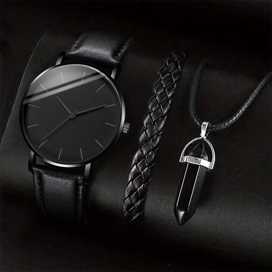 3 шт./комплект, Мужские кварце – обзор и цена Leather Watch Band Men